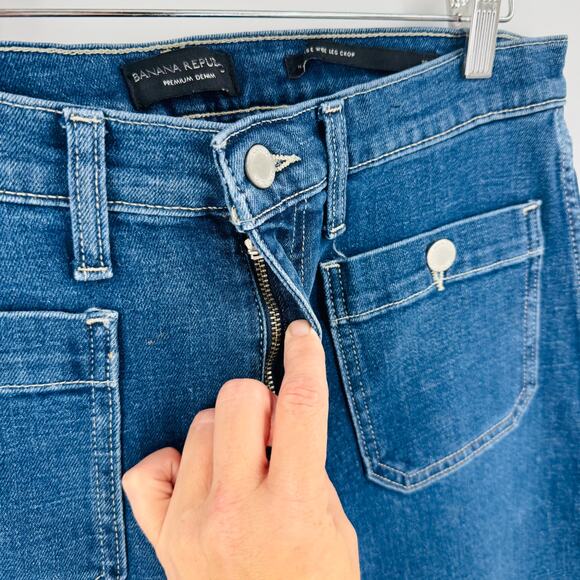 Banana Republic Premium Denim High Rise Wide Leg Crop Jeans Size 30 Front Pocket - Picture 9 of 10